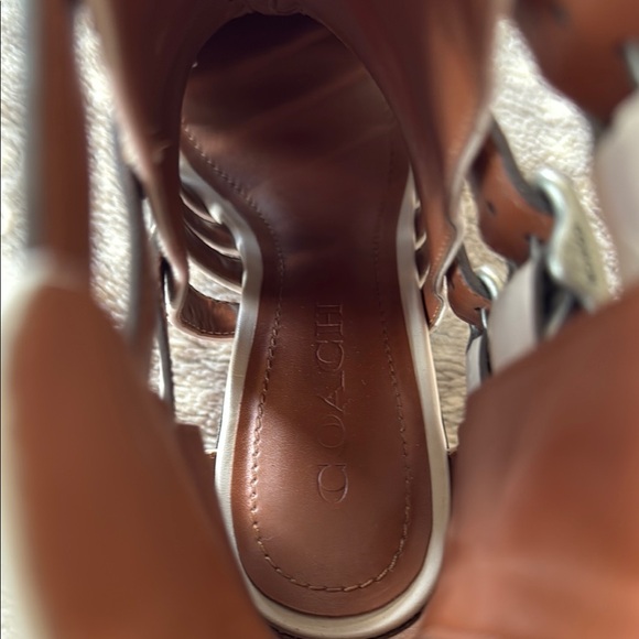 Coach White Ankle Boots with Silver Accents - Picture 3 of 5